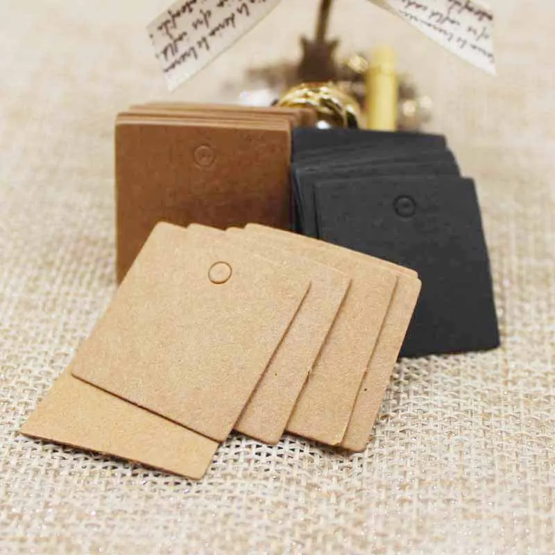 100pcs 2.5*2.5cm Small Size sq - Kraft Hang Tag ulasan dan harga