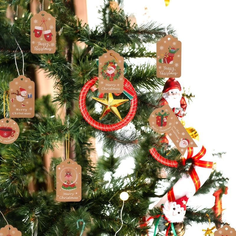 50Pcs Christmas Tags 10 Styles - Kraft Hang Tag ulasan dan harga