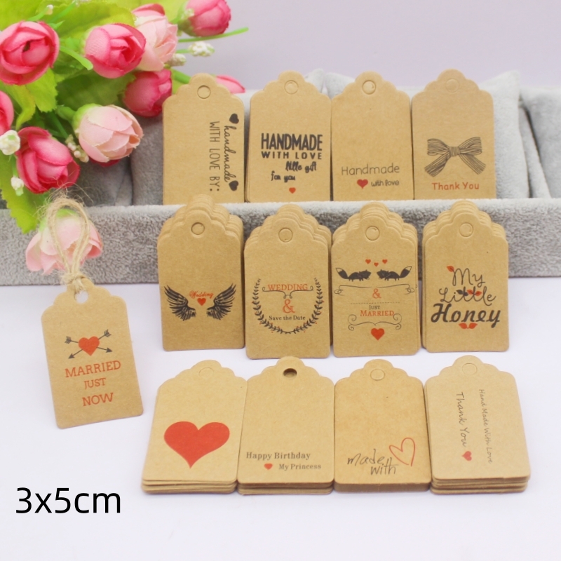 100pcs+100string 3x5cm white/k - Kraft Hang Tag ulasan dan harga
