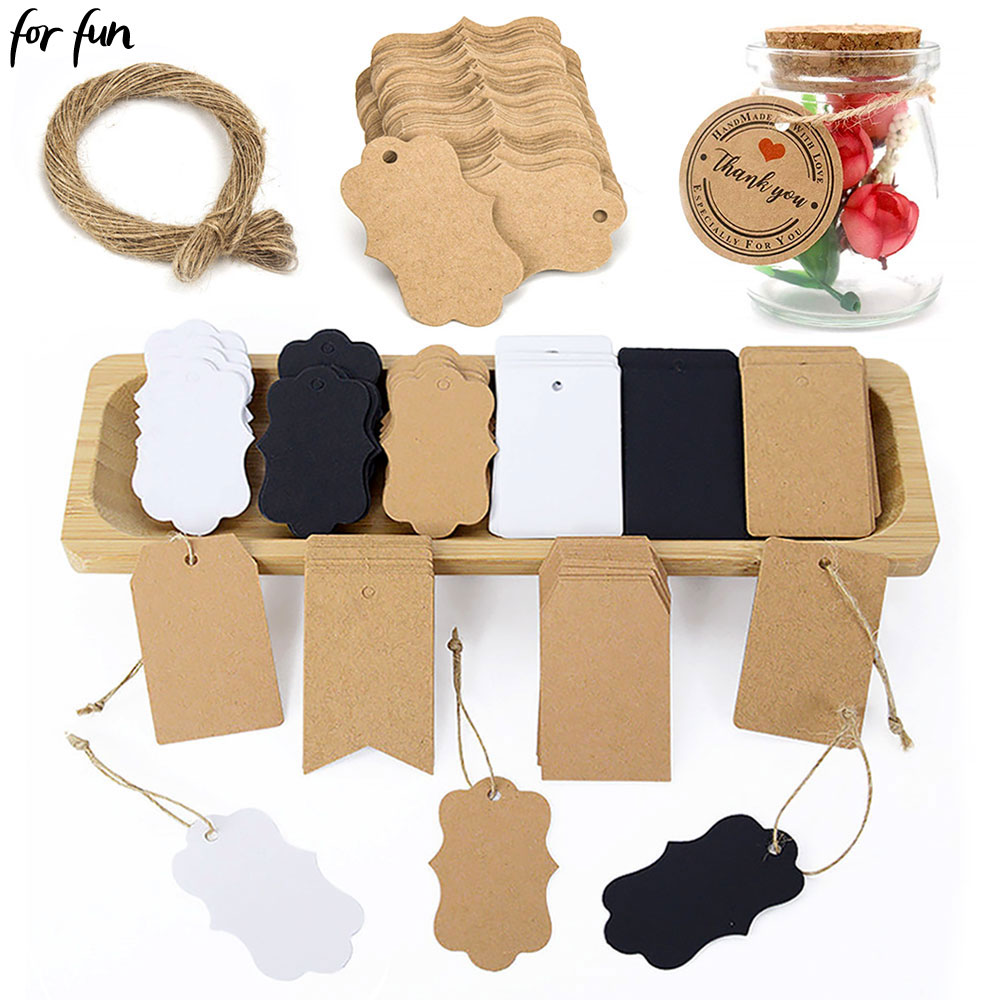 For Fun 100PCS Kraft Paper Tag - Kraft Hang Tag ulasan dan harga